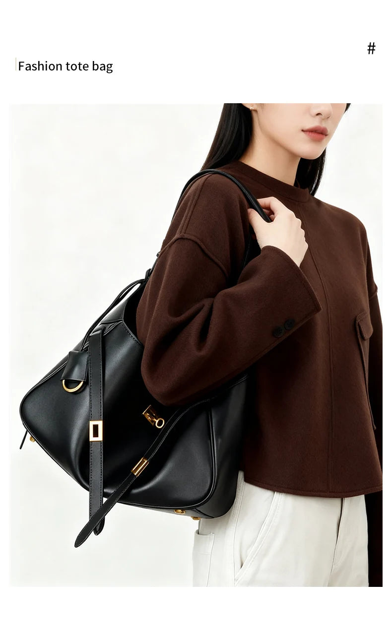 Damen Schultertasche aus Kunstleder mit großer Kapazität