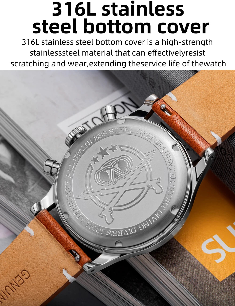 Herren-Chronograph mit VK64-Werk und Lederarmband