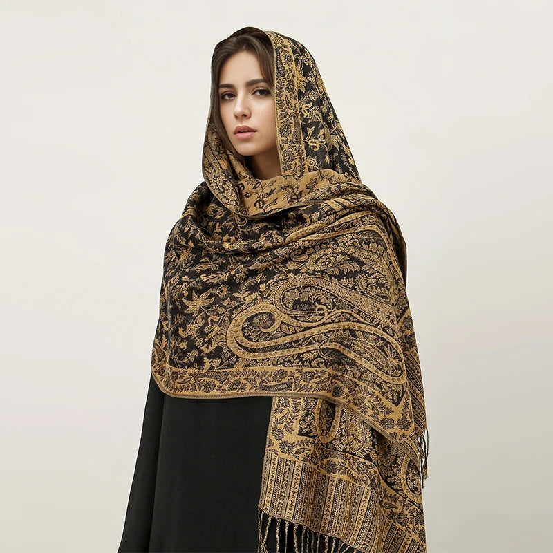 Damen Winterschal Kaschmir Jacquard Paisley lang Pashmina Bandana Foulard Luxus
