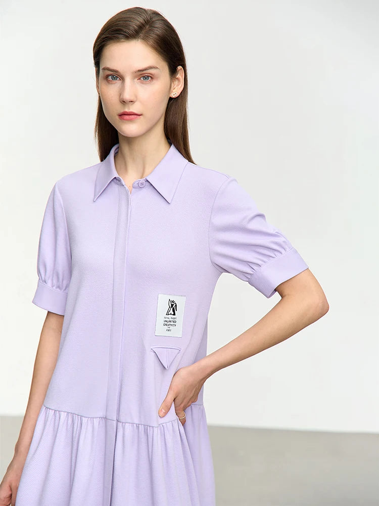 Perfektes Damen Sommerkleid Mit Umlegekragen Für Büro