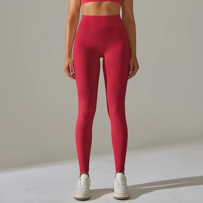 Nahtlose Damen-Leggings, hohe Taille, Push-up, rot, Vorderansicht