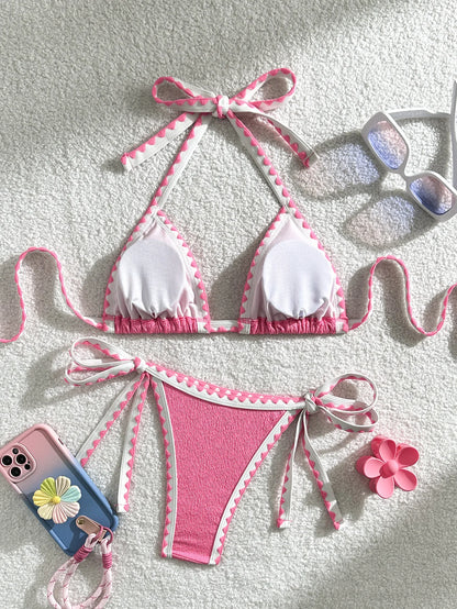 Verführerisches Damen-Bikini-Set in Unifarben – ideal für Strand und Pool