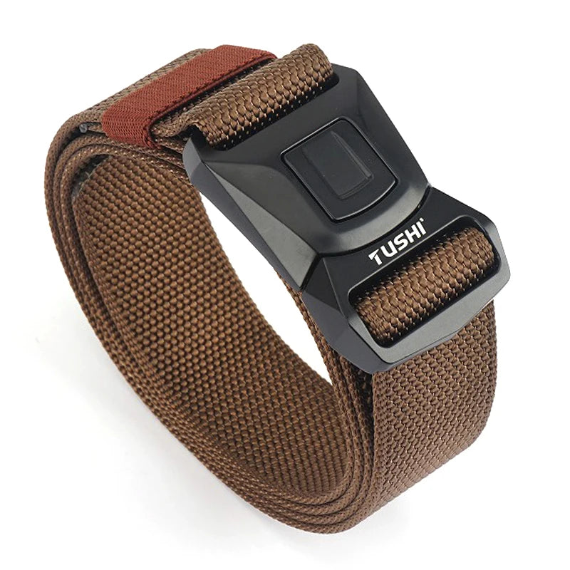 VATLY Nylon Casual Gürtel Herren Schnellverschluss Military Tactical Braun