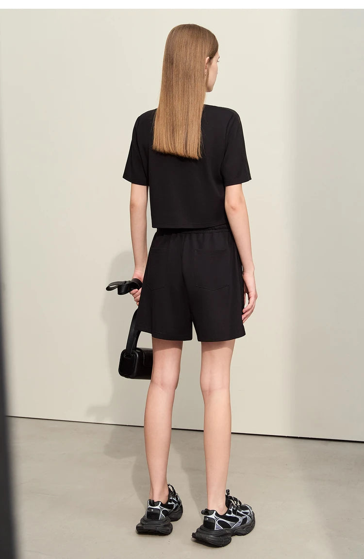 Damen Shorts im lässigen Stil mit Aushöhlung und elastischer Taille
