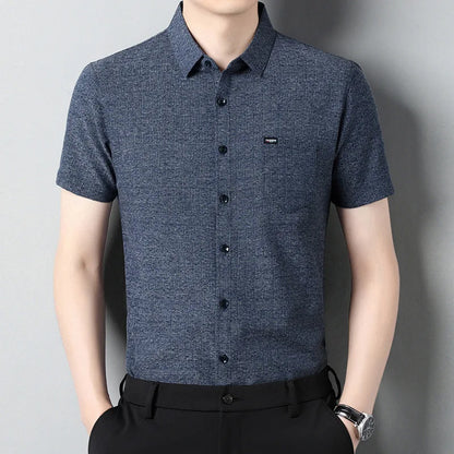 Sommerliches Herren-Kurzarmshirt in Unifarbe – modisches, lässiges Cardigan-Hemd für Jugendliche