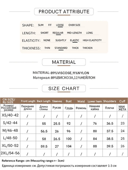 AMII Produktattribut-Tabelle: Material- und Elastizitätsangaben, Größenhinweis