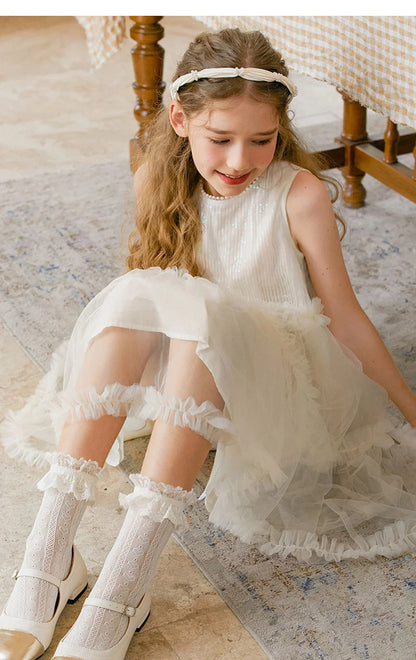 Ärmelloses Sommerkleid für Mädchen in Hellgelb – ideal für Geburtstage, Hochzeiten und festliche Anlässe