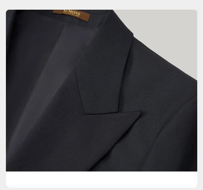Eleganter Herrenanzug aus 30% Wolle: Schwarzer Slim Fit Ein-Knopf-Blazer für Hochzeiten und Feiern