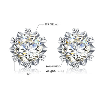 Damen-Moissanit-Ohrstecker mit Zertifikat 1 Ct 6,5 mm Gelbgold-Plattierung Silber 925