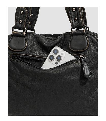 Damen-Handtasche Mit Oberem Henkel Und Schulterriemen Aus Bronze Kunstleder Für Alltag Und Freizeit