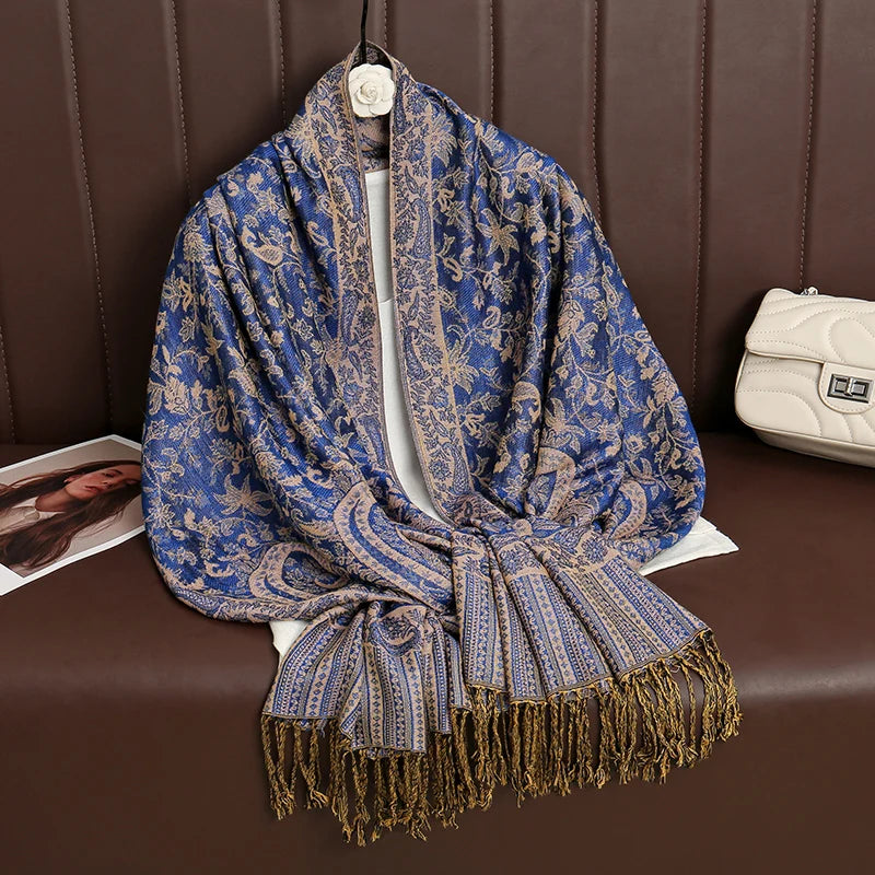 Damen Winterschal Kaschmir Jacquard Paisley lang Pashmina Bandana Foulard Luxus