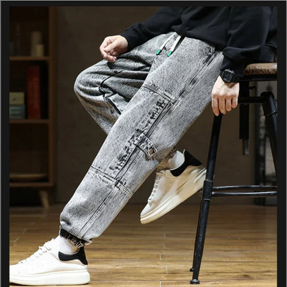Herren Harem Jeans in Übergröße für Herbst und Winter mit zerrissenen Details