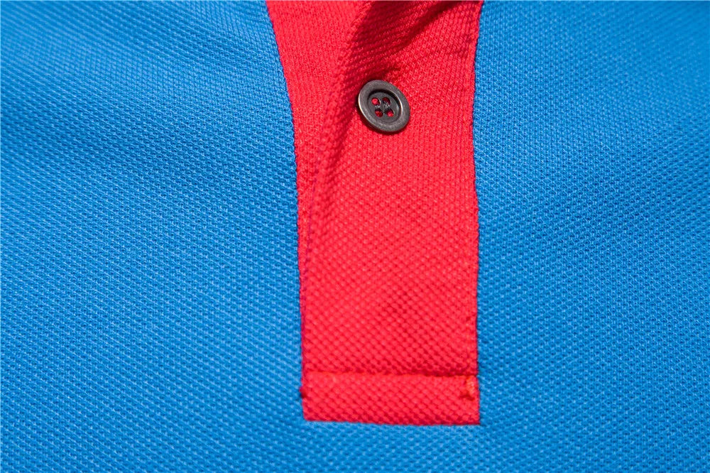 Herren Polo-Shirt aus Baumwolle mit Kurzarm im Patchwork-Stil