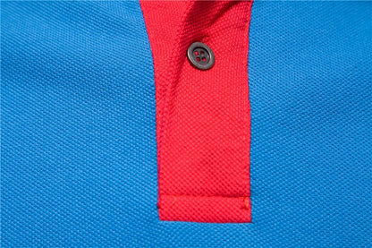 Herren Polo-Shirt aus Baumwolle mit Kurzarm im Patchwork-Stil