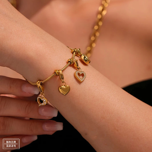 Damen-Charm-Armband mit Herz-Zirkonia
