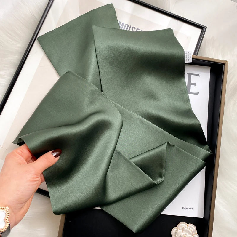 Damen Seidenschal dünn Taschenband Foulard Haarband Stirnband bedruckt B
