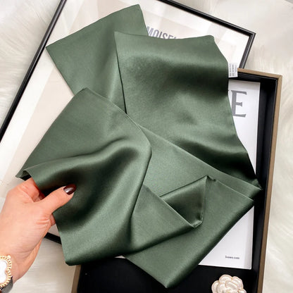 Damen Seidenschal dünn Taschenband Foulard Haarband Stirnband bedruckt B