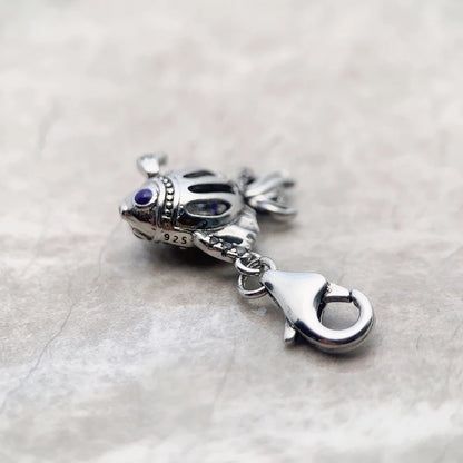 Damen-Charm-Anhänger Fisch blau maritim Glück aus Sterlingsilber