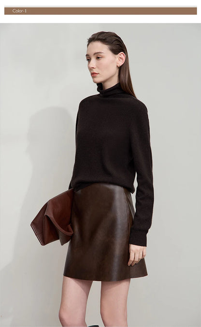 Damen-Rollkragenpullover Wolle-Kaschmir warm elegant Herbst-Winter
