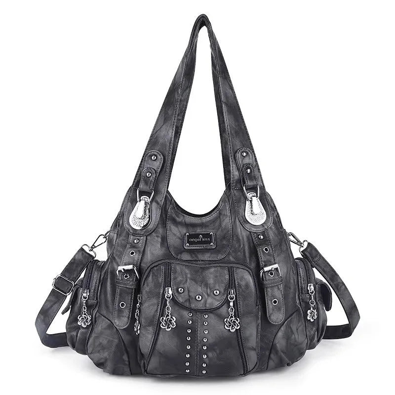 Damen-Schultertasche aus PU-Leder großes Fassungsvermögen ideal für Alltag und Reisen