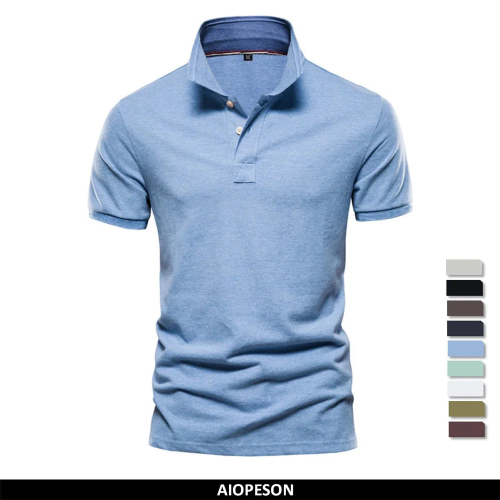 Herren Poloshirt aus Baumwolle in einfarbig mit klassischem Design für Freizeit und Business