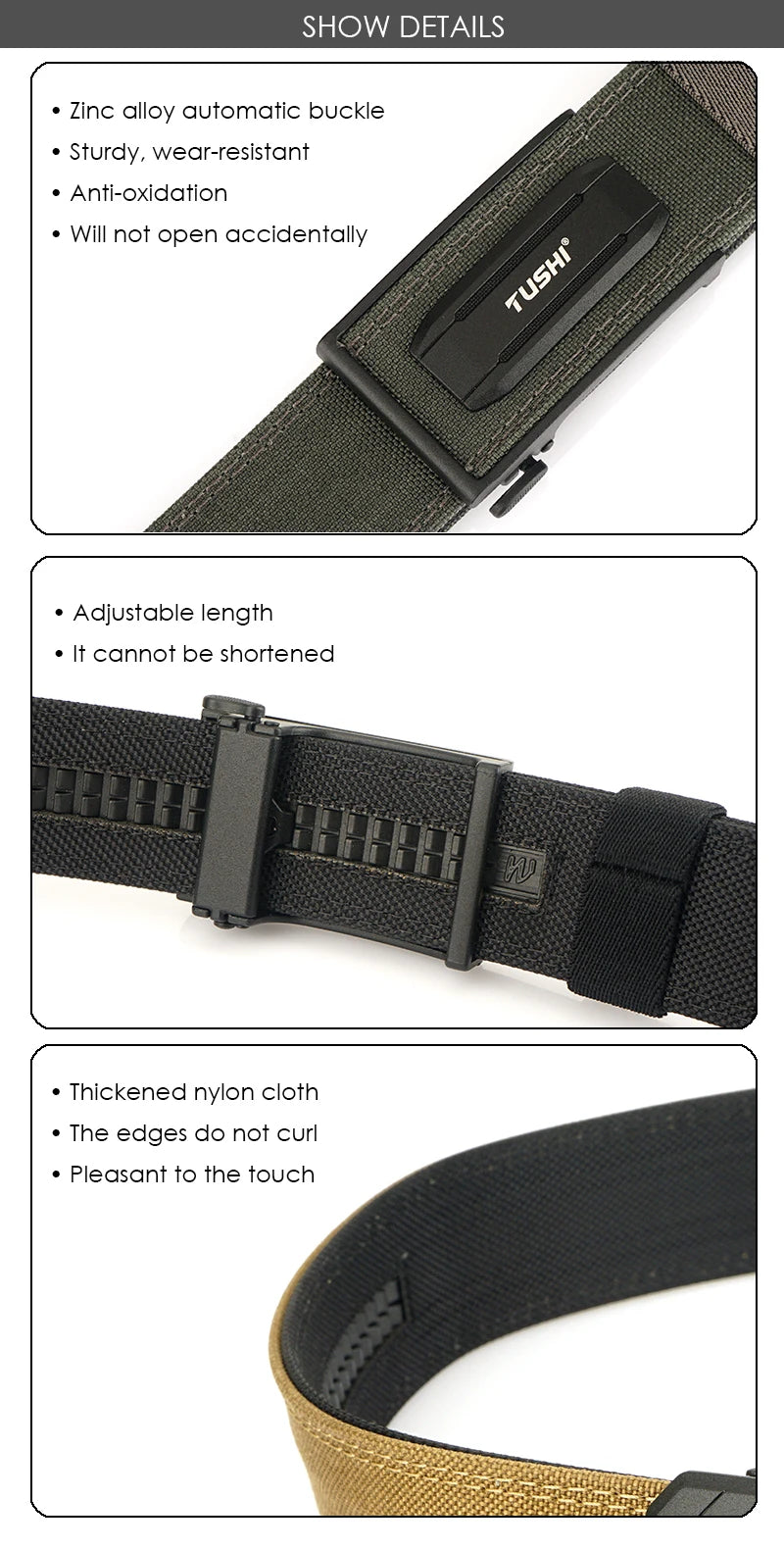 VATLY Stylischer Tactical Gürtel Herren Nylon Rigid Military Stiff