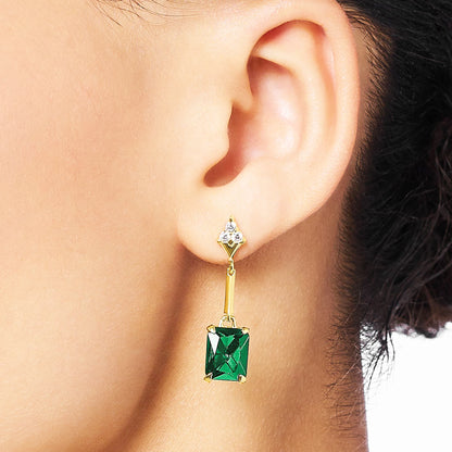 Damen-Ohrtropfen grüne Steine baumeln Vintage Sommer aus Sterlingsilber