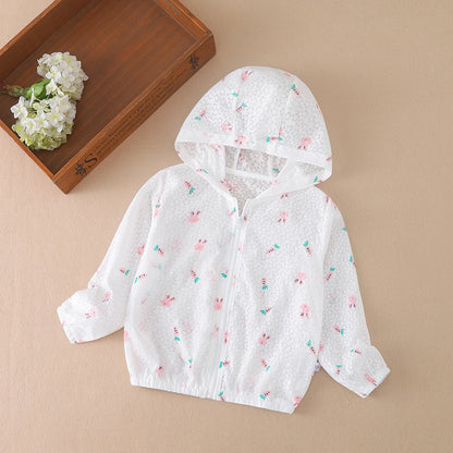 Baby Mädchen Sommer Kapuzen jacke neue hochwertige leichte Kinder Cartoon gedruckt süße Kleidung für 2-6 Jahre