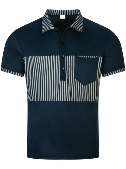 Leichtes Herren-Poloshirt aus Eisseide mit kurzem Ärmel und Reverskragen – ideal für den Sommer im Büro.
