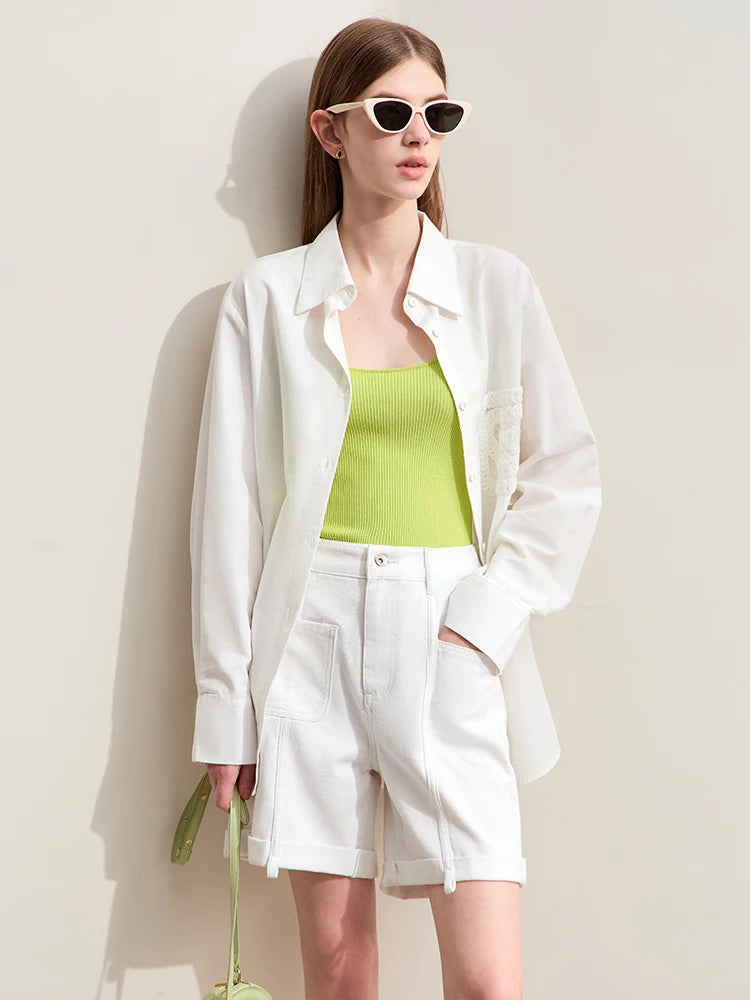 Minimalismus Baumwoll Jeans – Vintage Retro Fashion Shorts für Frauen