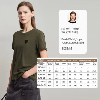 Damen T-Shirt im minimalistischen Stil mit bestickten Liebesperlen für den Sommer