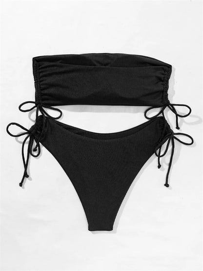 Gestreifter Sexy Bikini für Damen – Zweiteiliges Badeanzug-Set für Strand und Pool