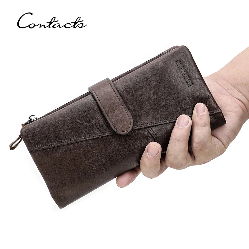 Herren Echtleder Lange Geldbörse Vintage Premium Kartenhalter Geldclip Luxus Reise