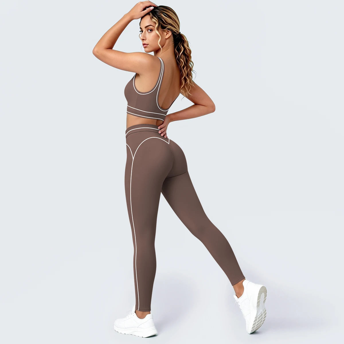 Damen Yoga Sportset Rückenfreier BH Schnell Trocknend Atmungsaktiv