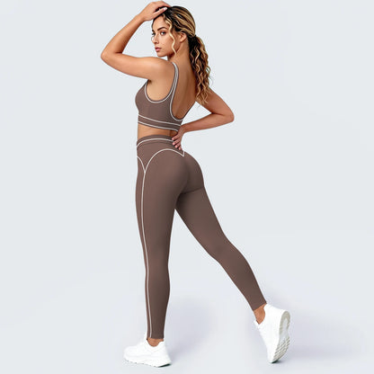 Damen Yoga Sportset Rückenfreier BH Schnell Trocknend Atmungsaktiv