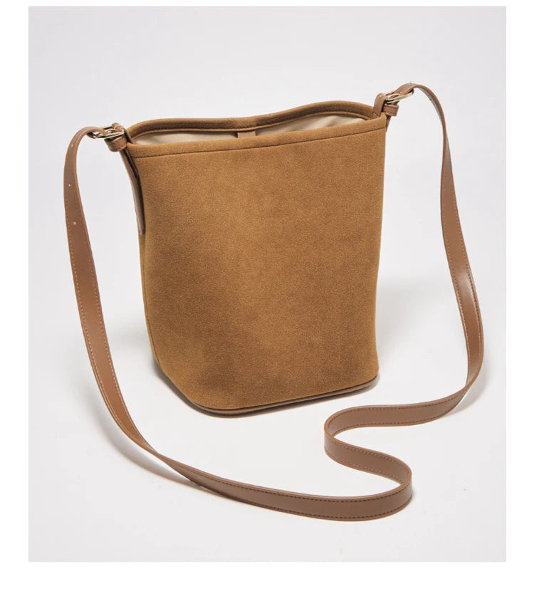 Damen Umhängetasche aus Wildleder 2-in-1 im Retro Stil Crossbody