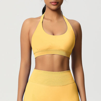 Nahtloser Sport-BH in Gelb mit breitem Unterbrustbund und Racerback