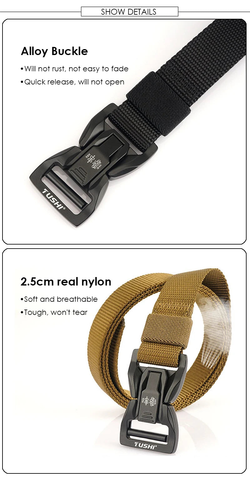 Herren-Taktischer Gürtel Aus Nylon Mit Metall-Schnellverschluss Für Alltag Und Outdoor Einsatz 2,5 Zentimeter Breite