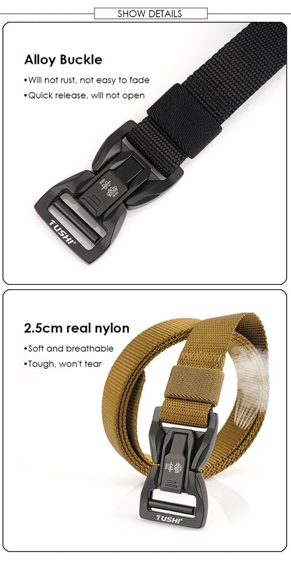 Herren-Taktischer Gürtel Aus Nylon Mit Metall-Schnellverschluss Für Alltag Und Outdoor Einsatz 2,5 Zentimeter Breite