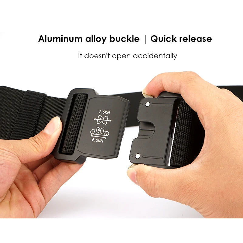 Herren-Gürtel Elastisch mit Aluminium-Schnalle 5 cm Breit Militärisch-Taktischer Stil