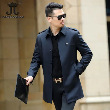 Langer Trenchcoat für Herren – Leichtmantel für Frühling & Herbst