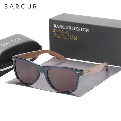 Sonnenbrille Naturholz Walnuss schwarz polarisiert UV400 Herren D