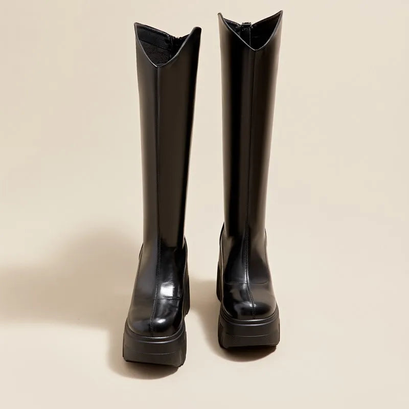 AIYUQI Western Cowboy Boots Women 2025 New Fashion High Heel Female Rider Boots 11cm Heel High Platform Skinny Boots Women