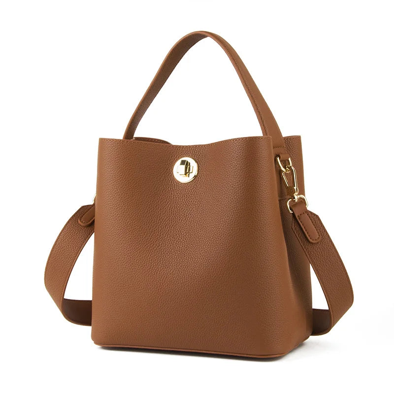 Mini Bucket Bag Vollnarbigem Rindleder | Zwei-Lagen
