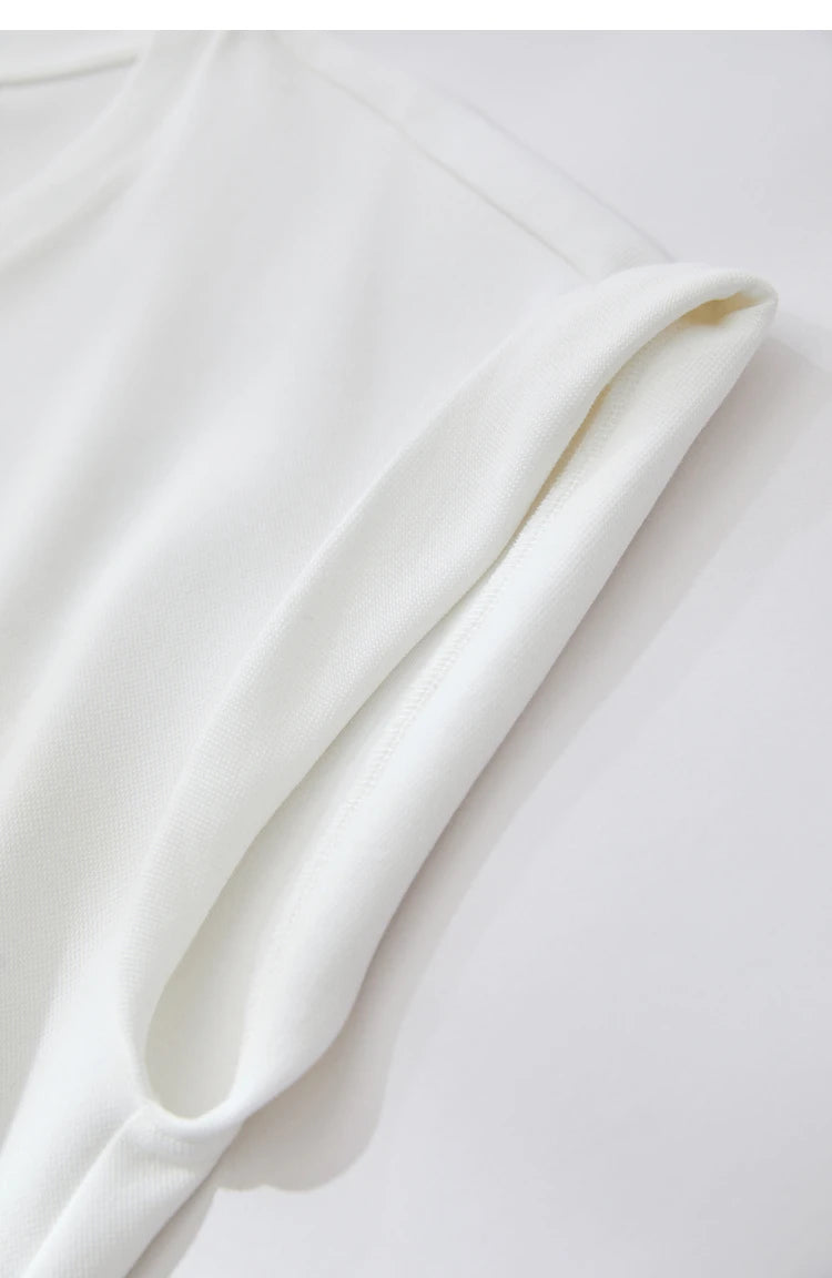 Damen Kleid für Sommer neue lässige O-Ausschnitt Kurzarm Midi gerade Perlen Stickerei Kleid Dame