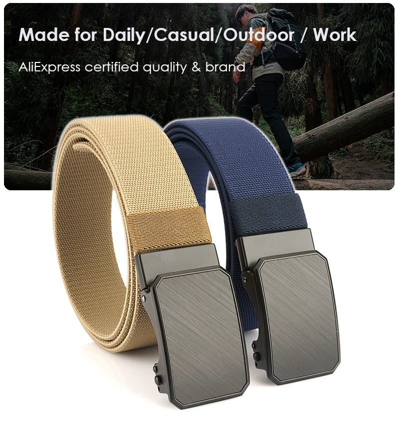 Herren-Gürtel Elastisch mit verstellbarer Passform und Automatische Schnalle aus Nylon 38 Mm Breite