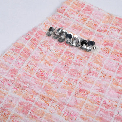 Eleganter Damen-A-Linien-Rock mit hohem Bund und Patchwork-Design im minimalistischen Stil