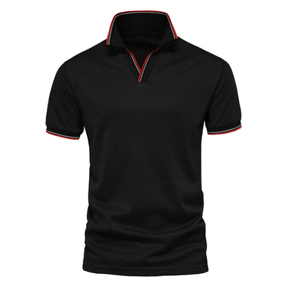 Herren Poloshirt mit V-Ausschnitt im einfarbigen, klassischen Stil