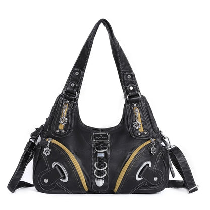 Damen-Schultertasche Vintage Stil mit Top-Griff große Handtasche für Alltag und Freizeit