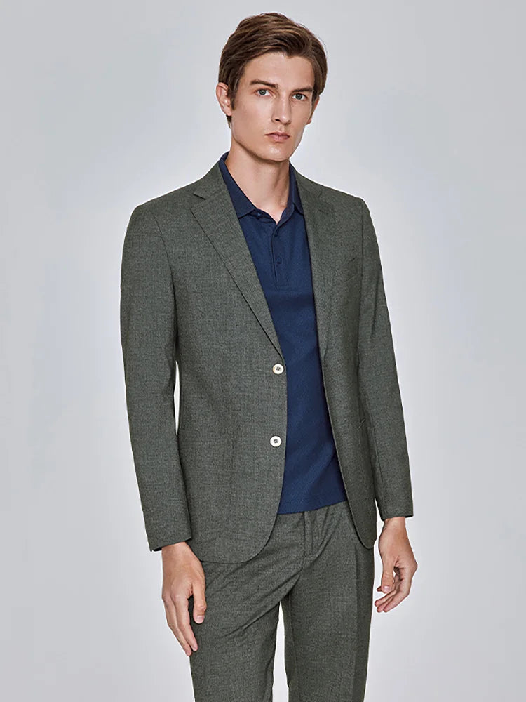 Herrenanzug-Set aus Leinen-Baumwoll-Mix mit Blazer und Hose im Slim-Stil – Sommerlich, Dünn, Doppelreihig, Langarm, Weiß Gestreift
